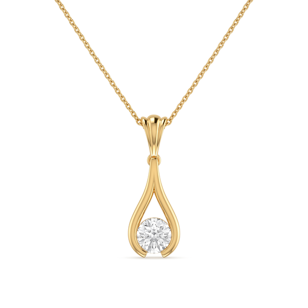 Teardrop Contour Channel Round Diamond Pendant