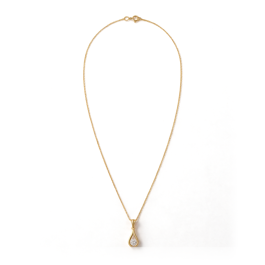 Teardrop Contour Channel Round Diamond Pendant