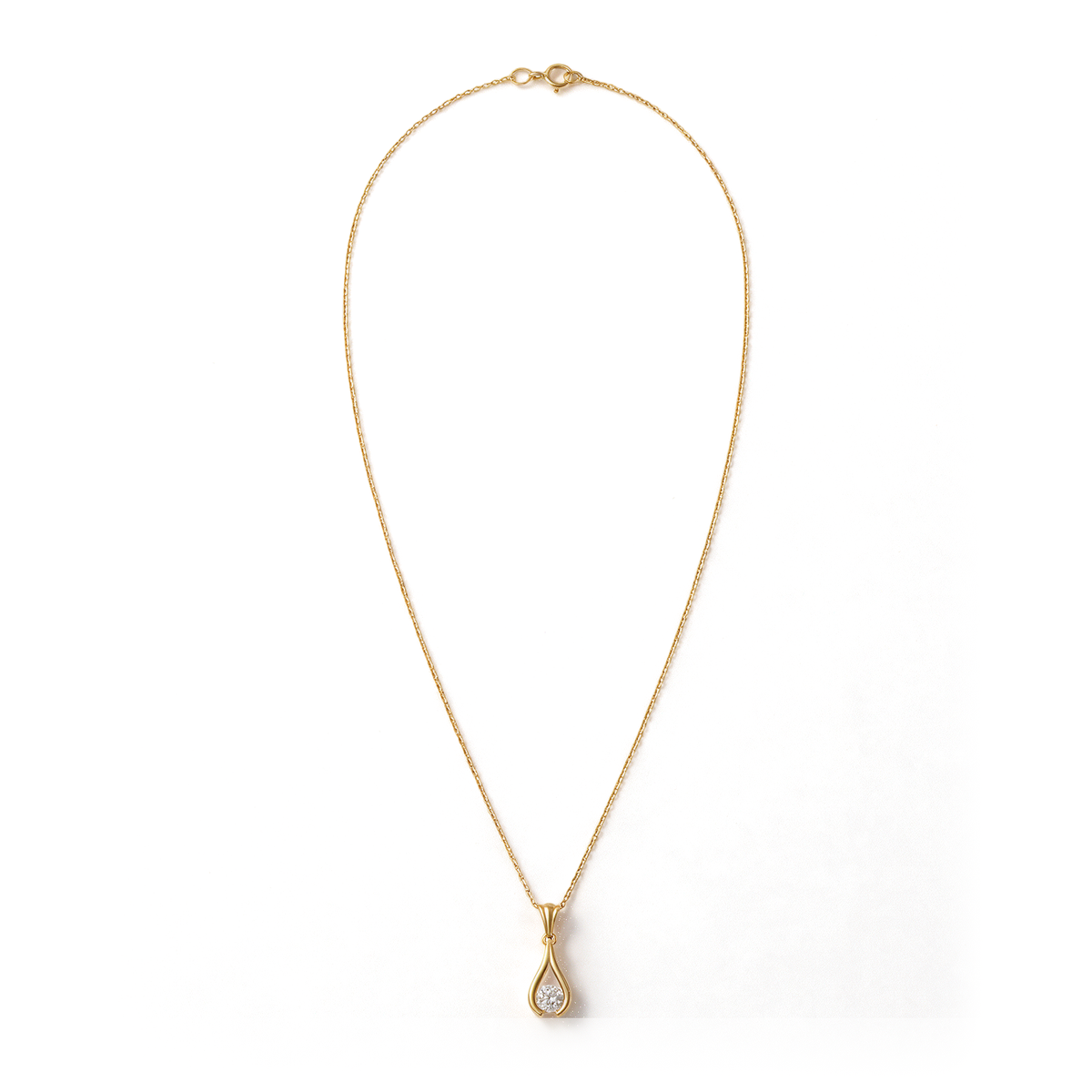 Teardrop Contour Channel Round Diamond Pendant