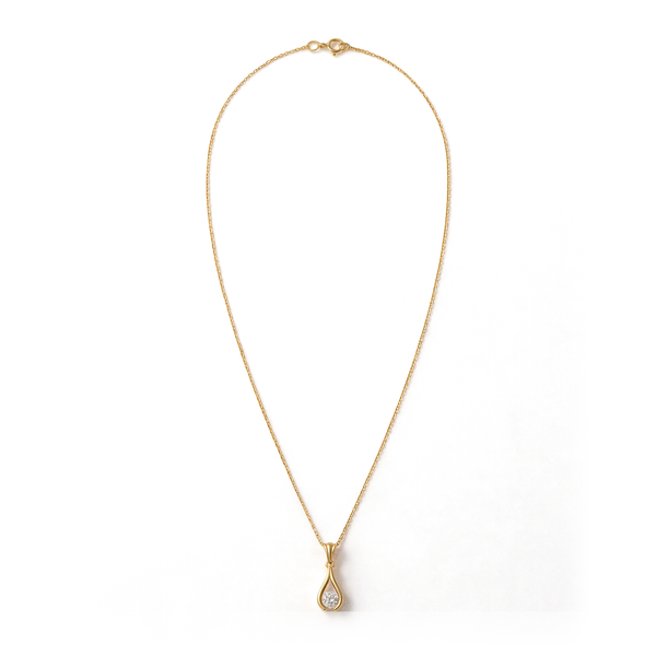 Teardrop Contour Channel Round Diamond Pendant