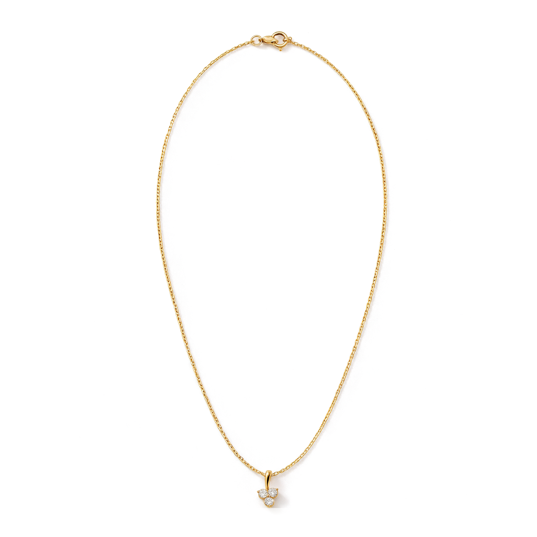 Floral Three Stone Trefoil Round Diamond Pendant