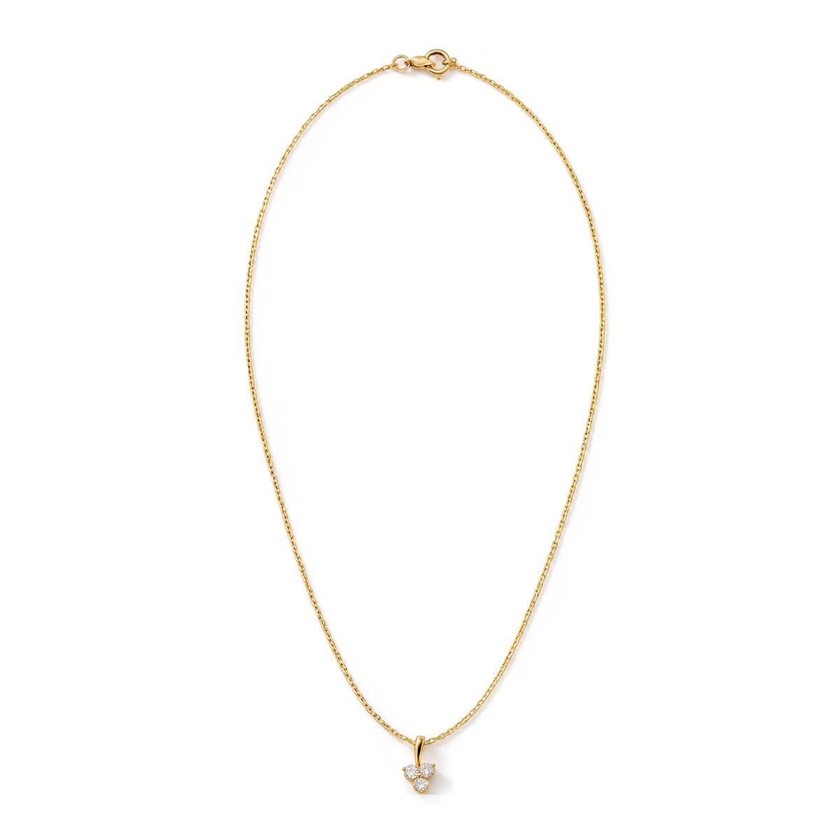 Floral Three Stone Trefoil Round Diamond Pendant