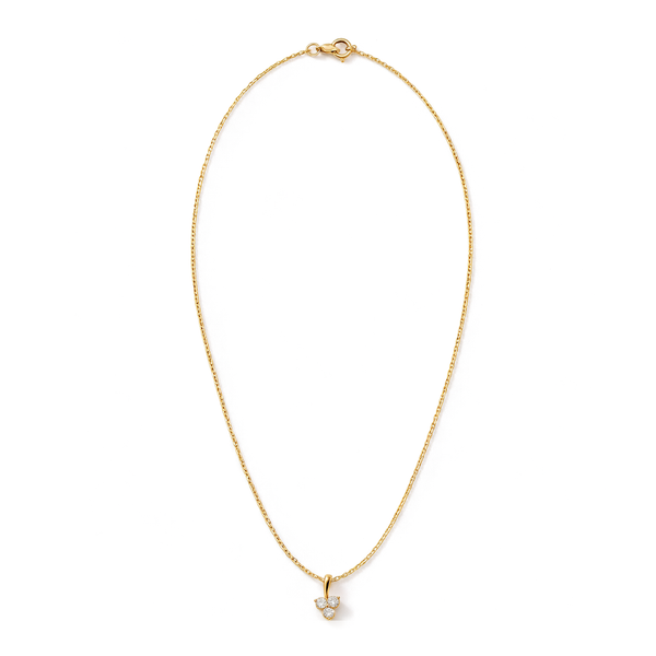 Floral Three Stone Trefoil Round Diamond Pendant