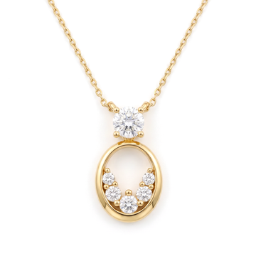 Graduated Oval Drop Round Diamond Pendant