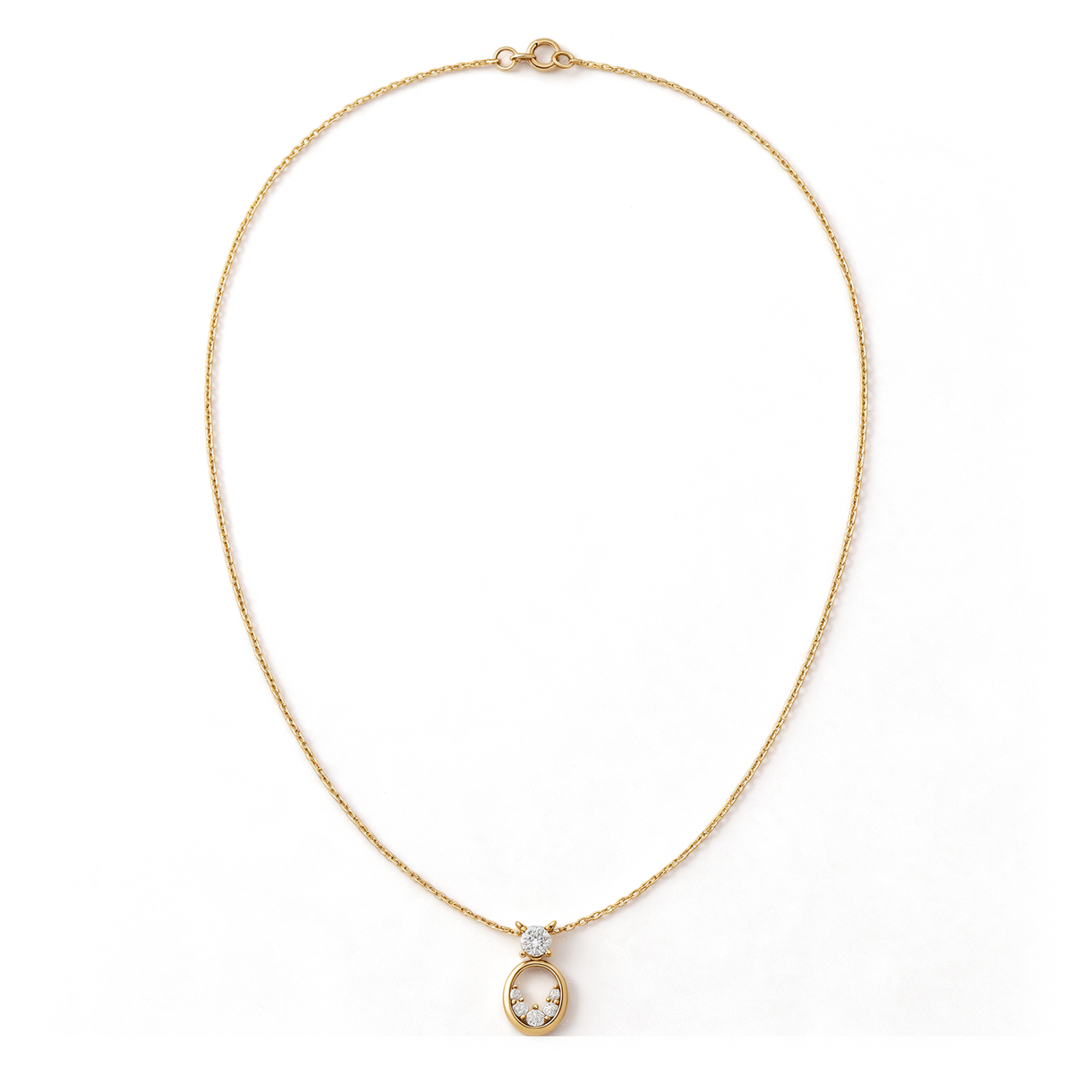 Graduated Oval Drop Round Diamond Pendant