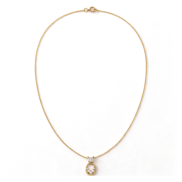 Graduated Oval Drop Round Diamond Pendant