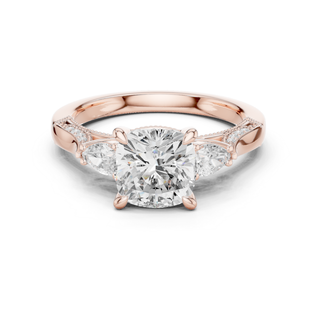 Lotus Flower Lab Grown Diamond Split Shank Solitaire