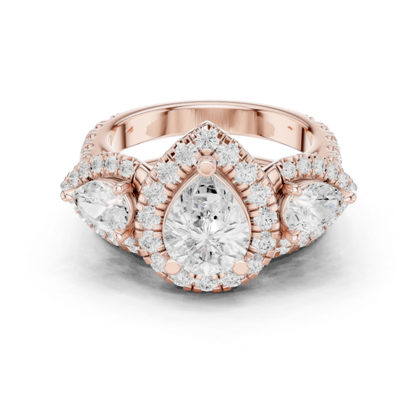 Water Lily Lab Grown Diamond Asymmetric Art Ring