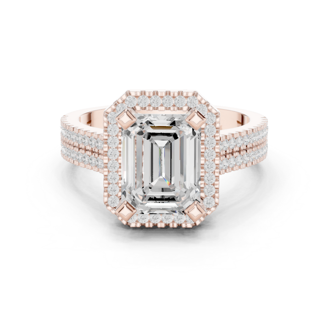 Golden Rod Lab Grown Diamond Ornate Scroll Ring