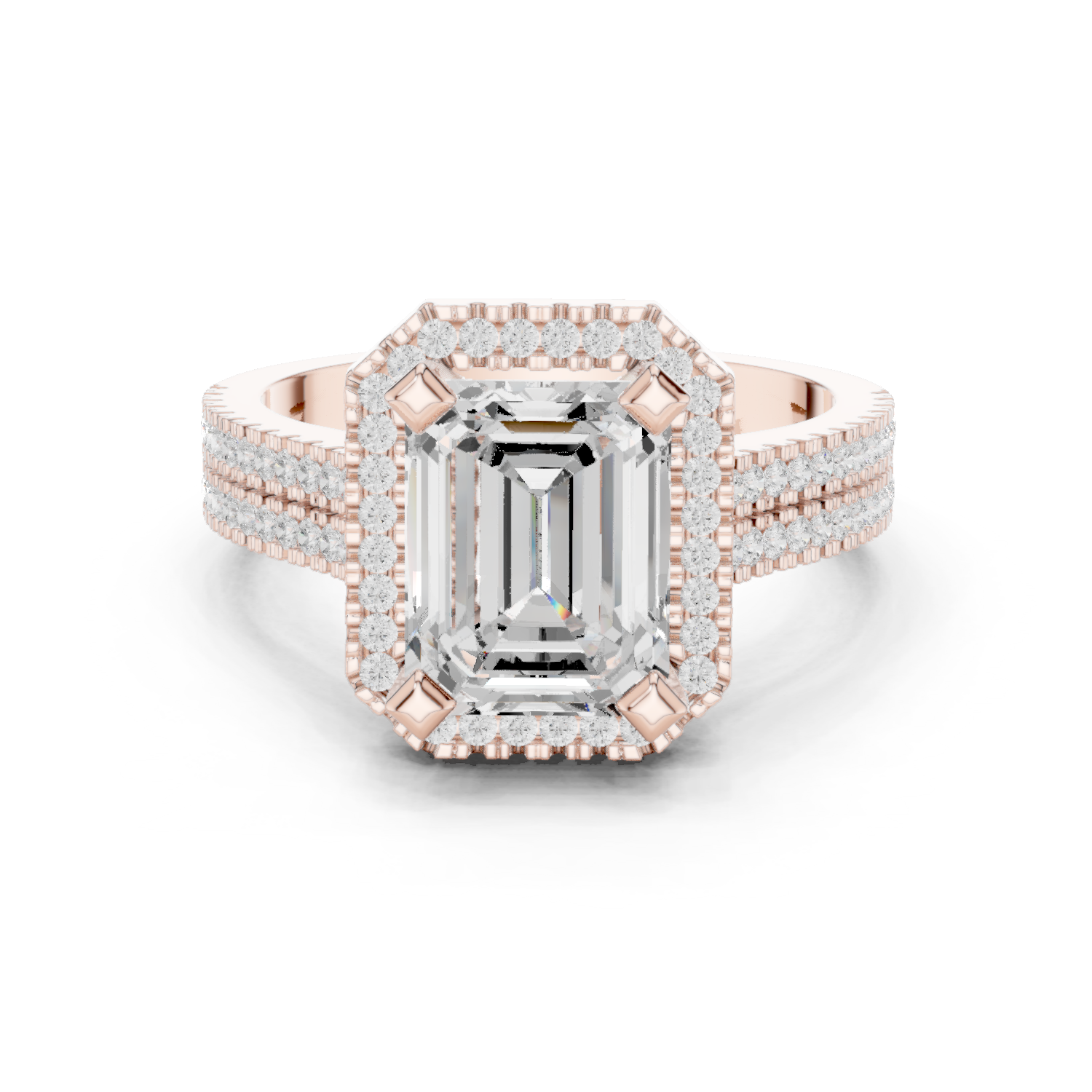 Golden Rod Lab Grown Diamond Ornate Scroll Ring