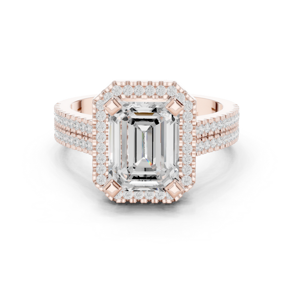 Golden Rod Lab Grown Diamond Ornate Scroll Ring