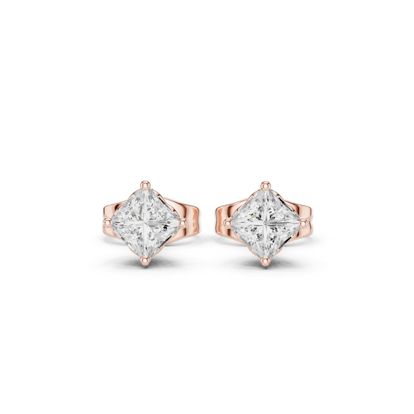 Sparkling Princess Diamond Stud Lab Grown Diamond Earrings