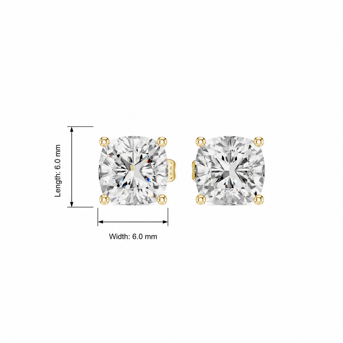 Cushion Square Lab Grown Diamond Stud Earring