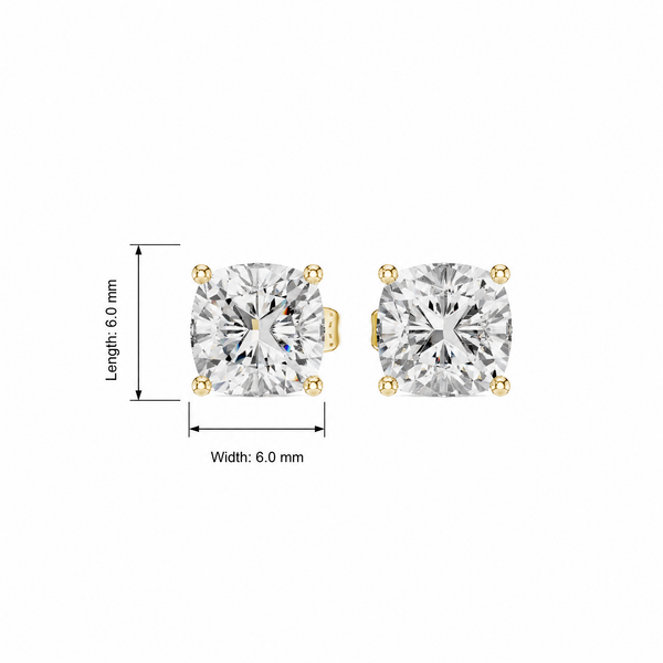 Cushion Square Lab Grown Diamond Stud Earring