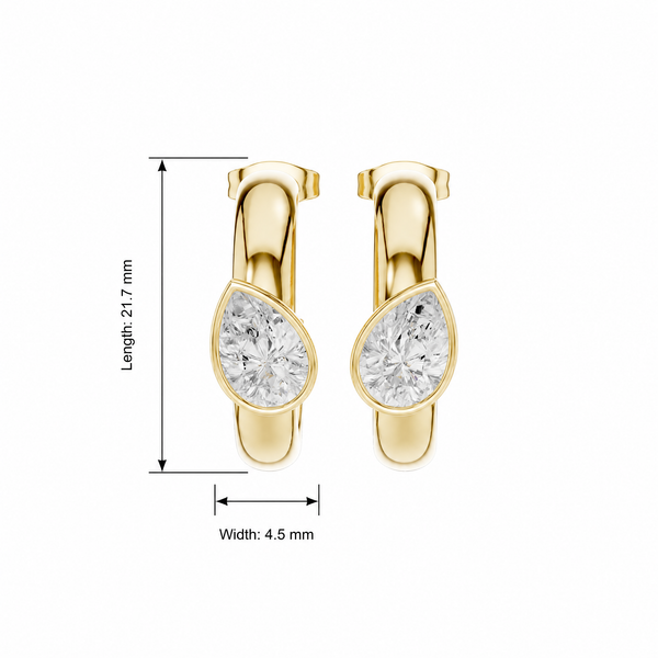 Pear Bezel Set Lab Grown Hoop Earrings