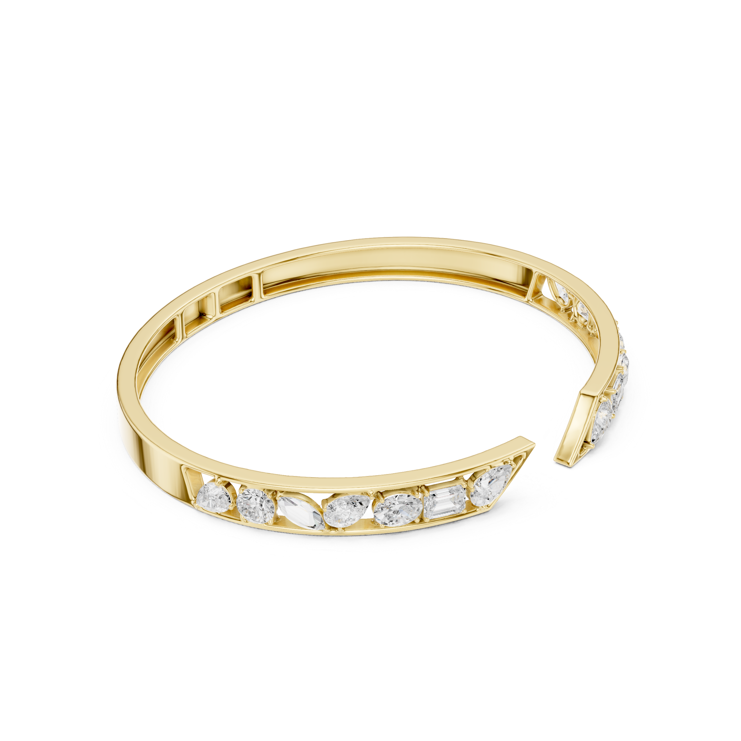 Pear Emerald Oval Marquise Round 3.51 Carat Lab Grown Diamond Bracelet