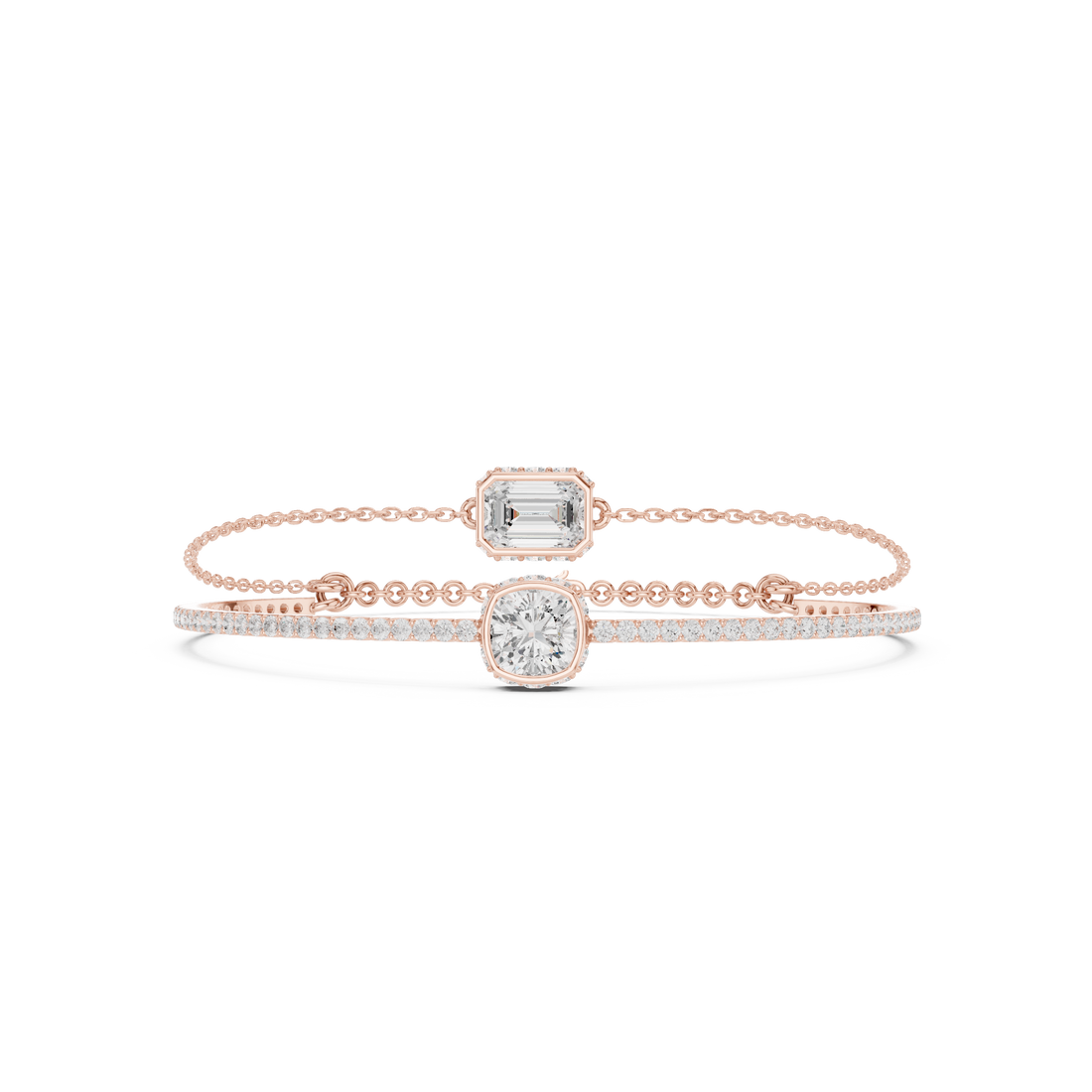 Round Cushion Square Emerald 4.22 Carat Lab Grown Diamond Bracelet