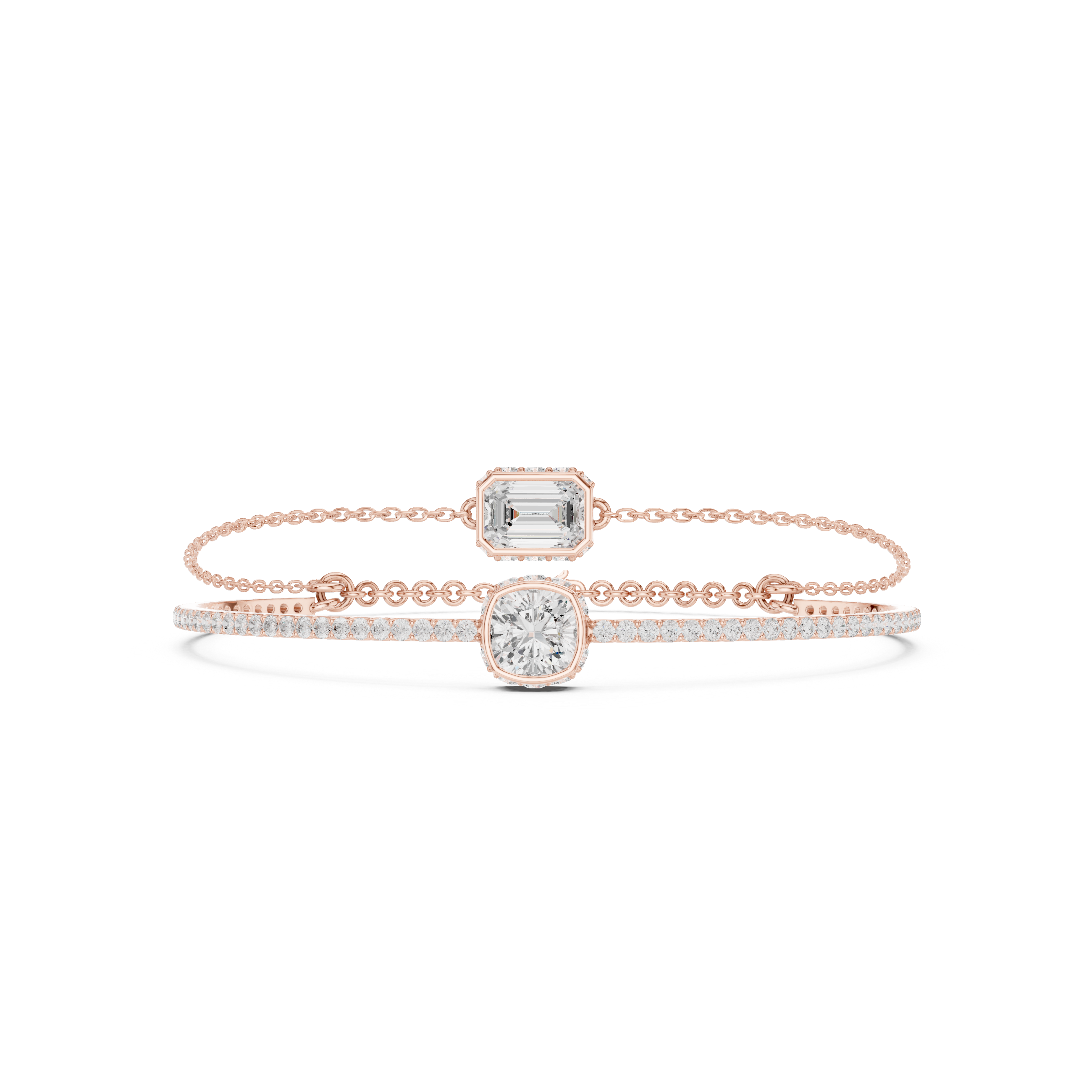 Round Cushion Square Emerald 4.22 Carat Lab Grown Diamond Bracelet