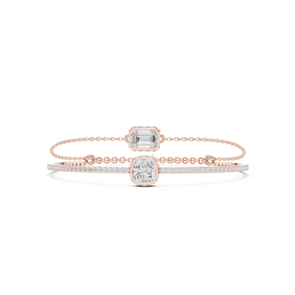 Round Cushion Square Emerald 4.22 Carat Lab Grown Diamond Bracelet