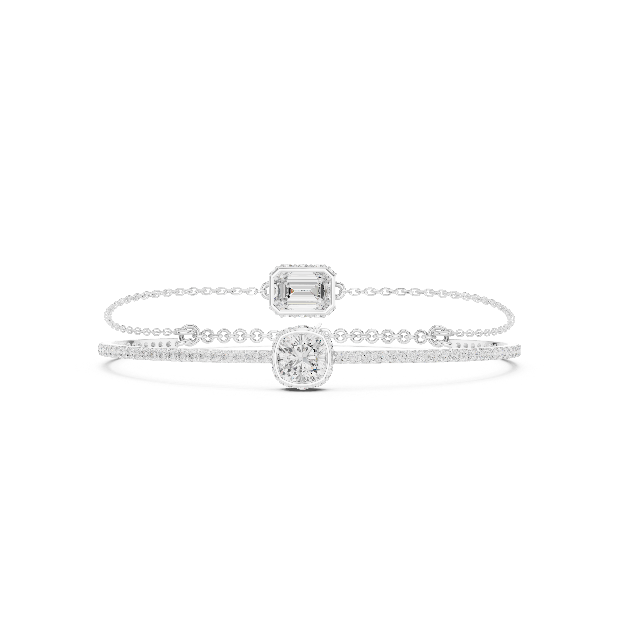 Round Cushion Square Emerald 4.22 Carat Lab Grown Diamond Bracelet