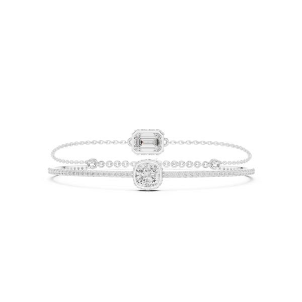 Round Cushion Square Emerald 4.22 Carat Lab Grown Diamond Bracelet