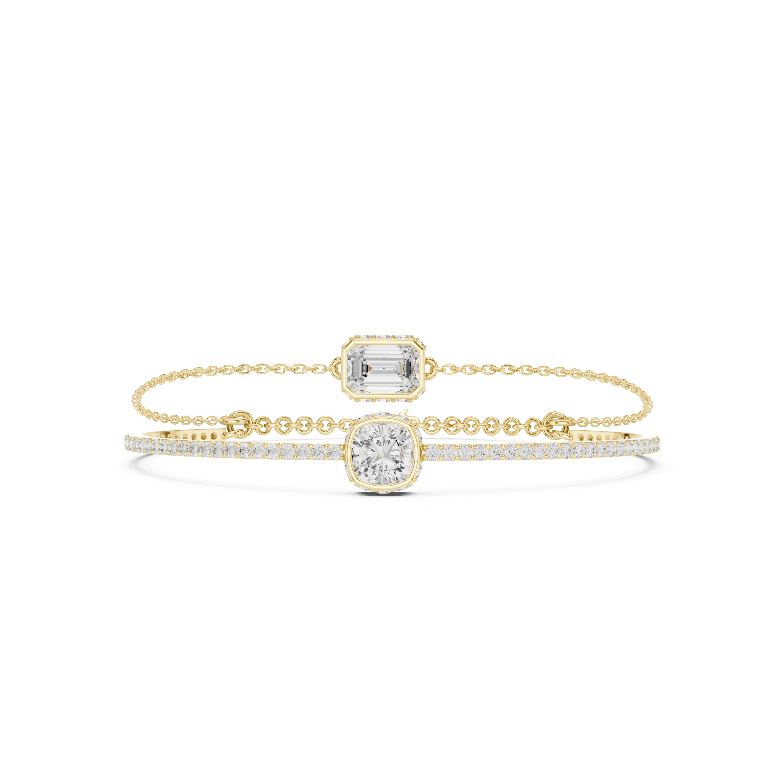 Round Cushion Square Emerald 4.22 Carat Lab Grown Diamond Bracelet