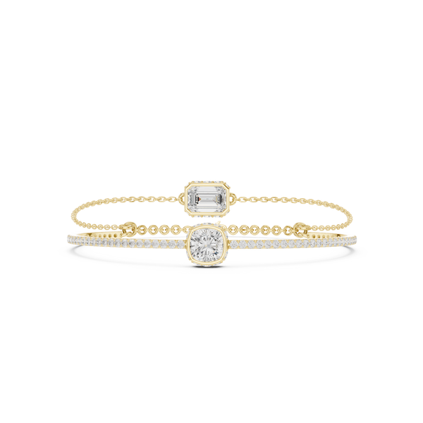 Round Cushion Square Emerald 4.22 Carat Lab Grown Diamond Bracelet