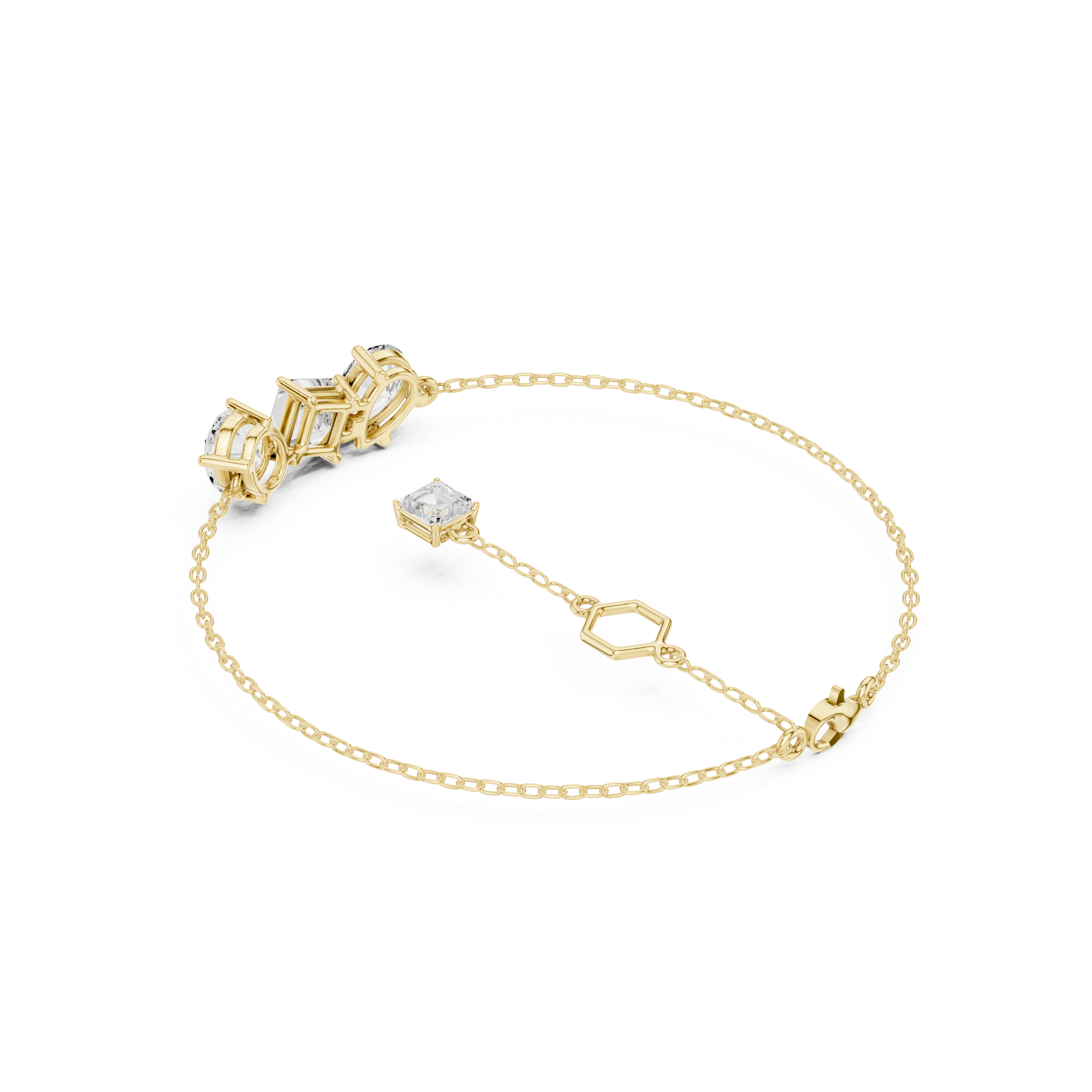 Emerald Square Princess 3.60 Carat Lab Grown Diamond Bracelet