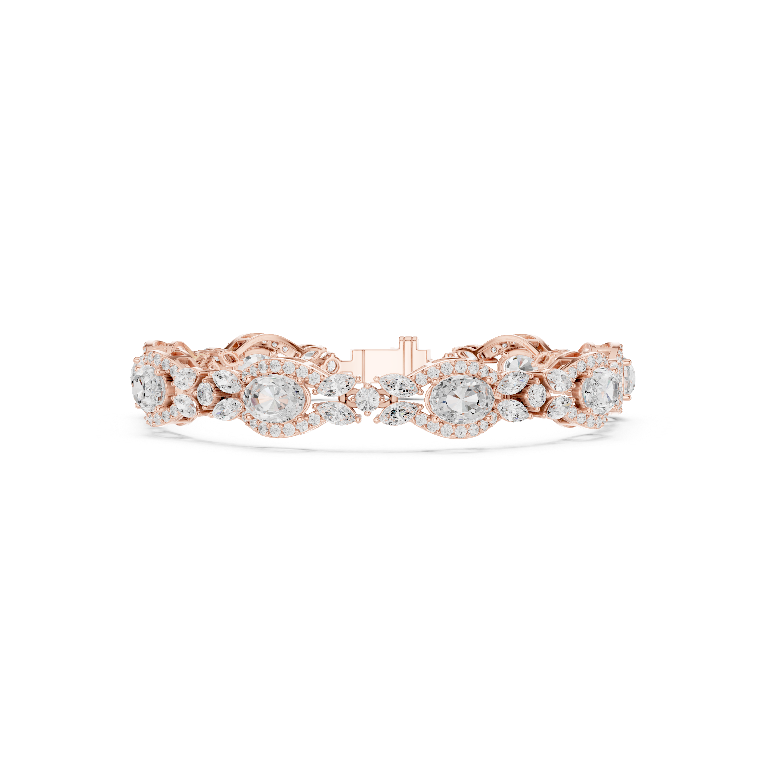 Marquise Round Oval Gem Oval 10.78 Carat Lab Grown Diamond Bracelet