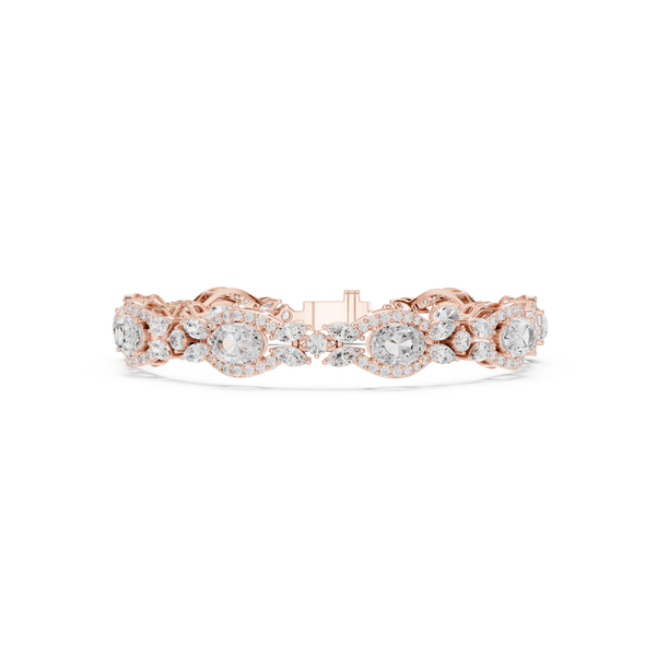 Marquise Round Oval Gem Oval 10.78 Carat Lab Grown Diamond Bracelet