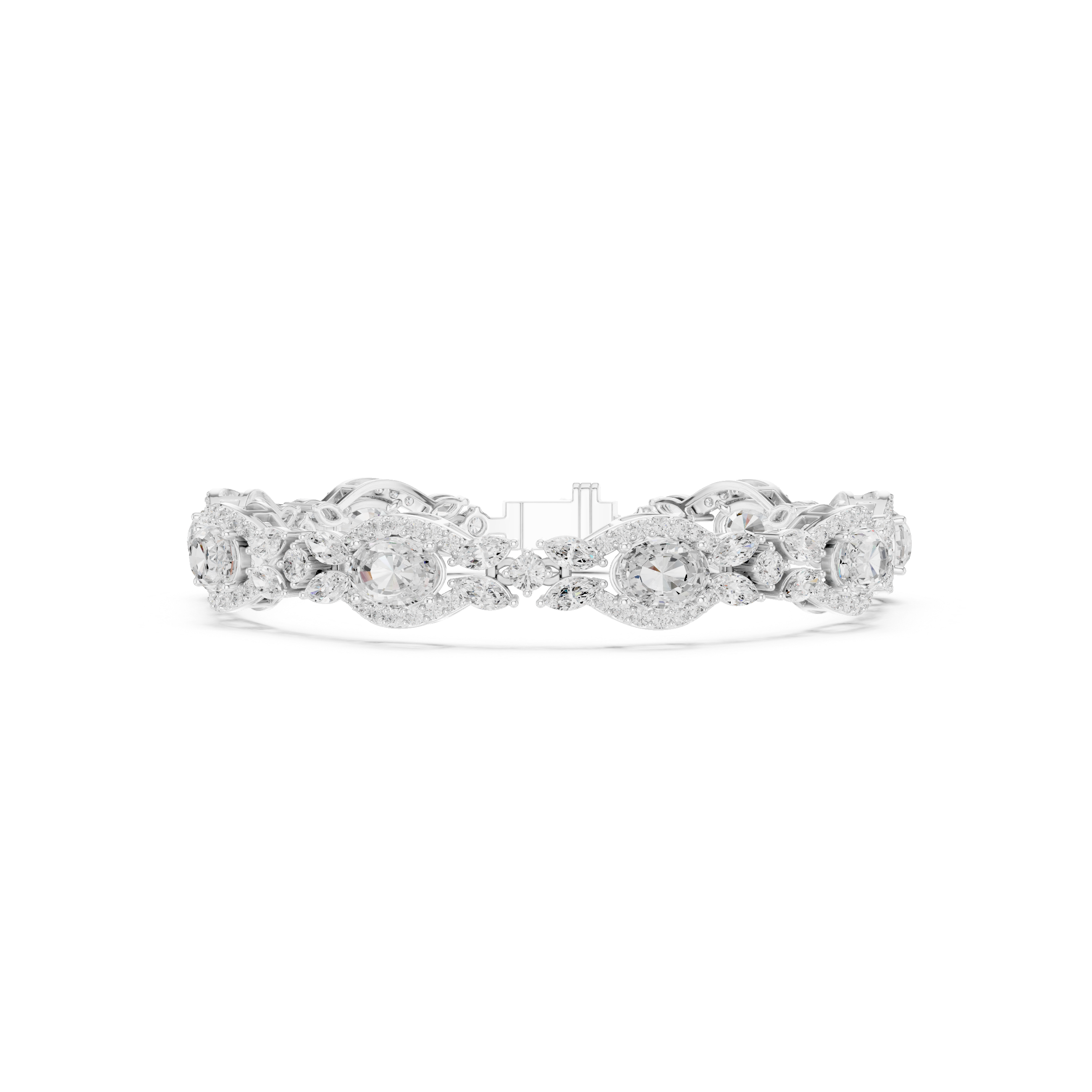 Marquise Round Oval Gem Oval 10.78 Carat Lab Grown Diamond Bracelet