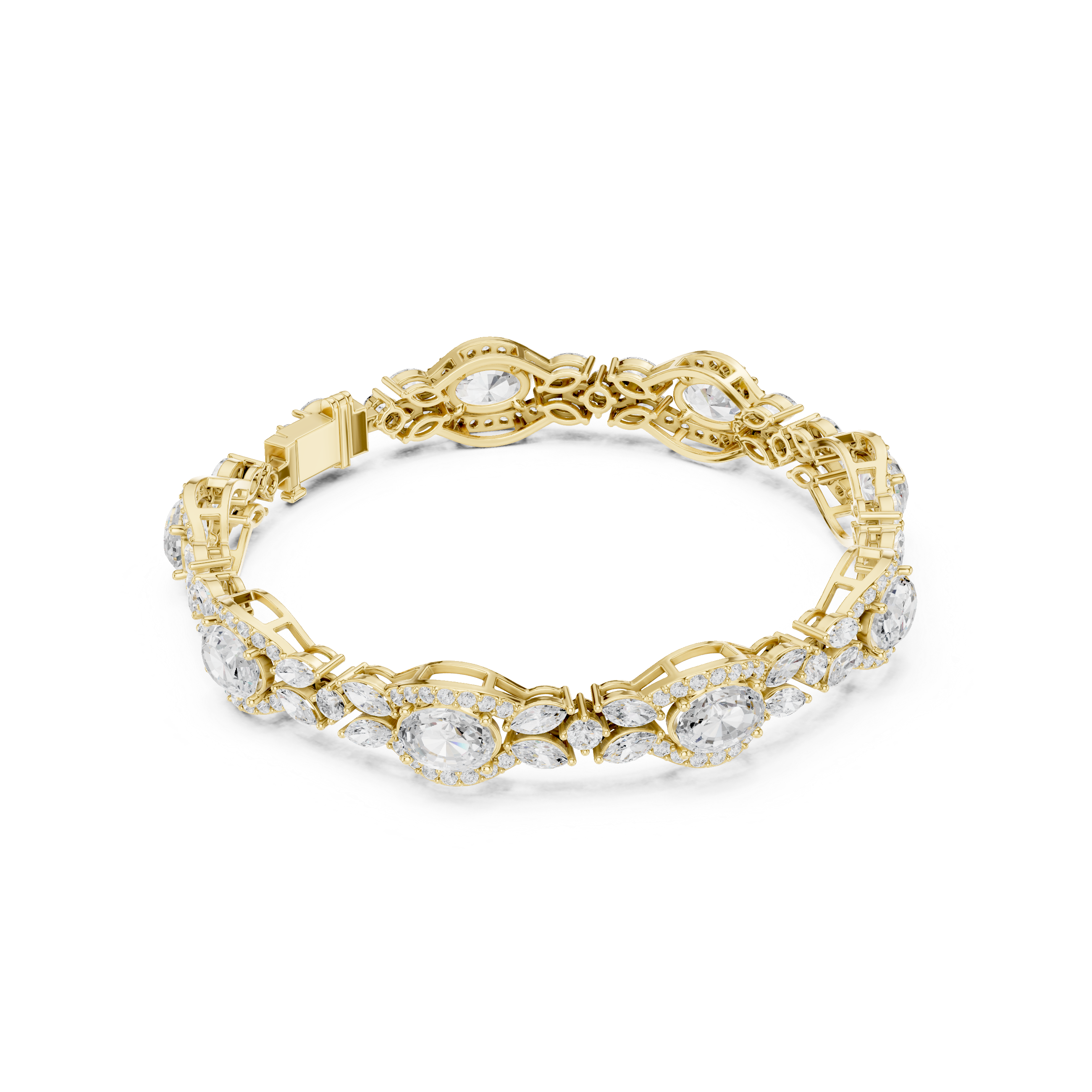 Marquise Round Oval Gem Oval 10.78 Carat Lab Grown Diamond Bracelet
