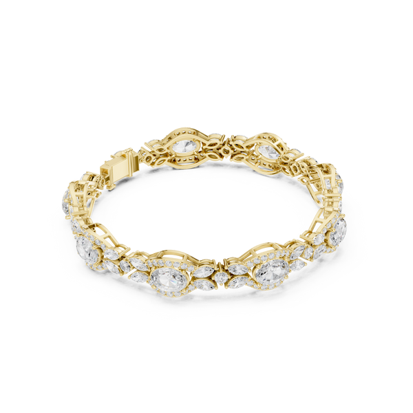 Marquise Round Oval Gem Oval 10.78 Carat Lab Grown Diamond Bracelet
