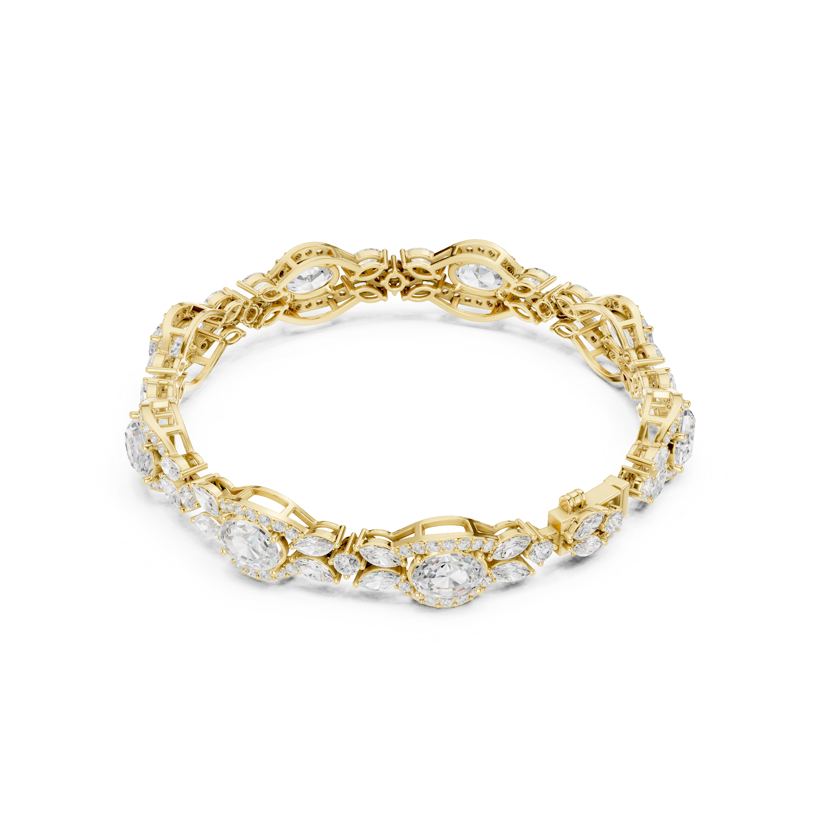 Marquise Round Oval Gem Oval 10.78 Carat Lab Grown Diamond Bracelet