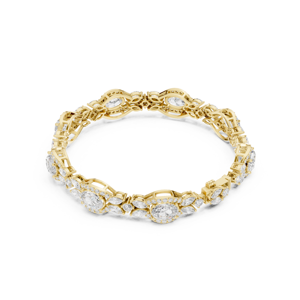 Marquise Round Oval Gem Oval 10.78 Carat Lab Grown Diamond Bracelet