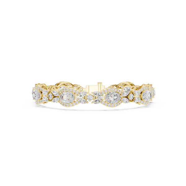 Marquise Round Oval Gem Oval 10.78 Carat Lab Grown Diamond Bracelet