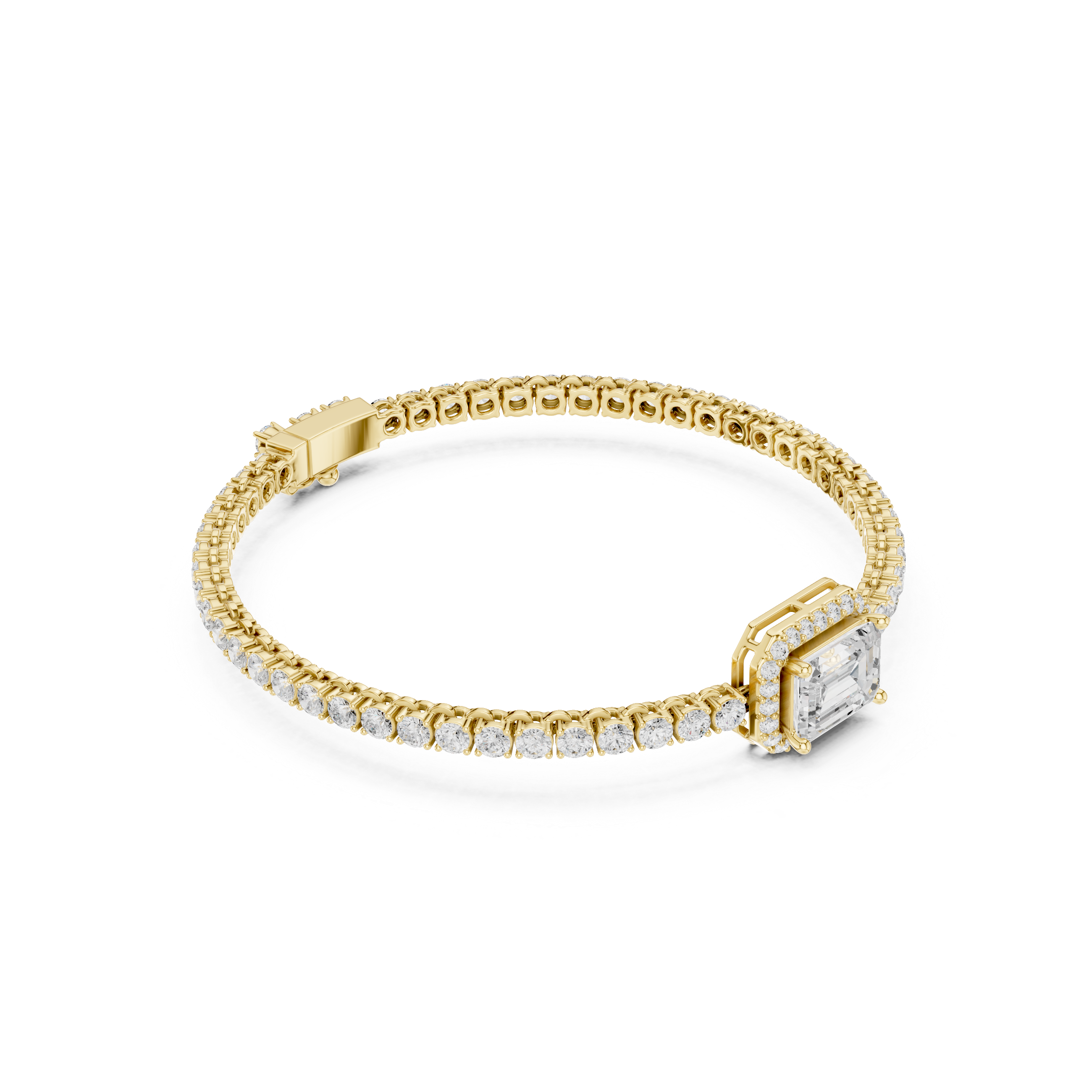 Round Emerald 6.19 Carat Lab Grown Diamond Bracelet