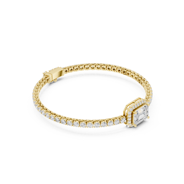 Round Emerald 6.19 Carat Lab Grown Diamond Bracelet