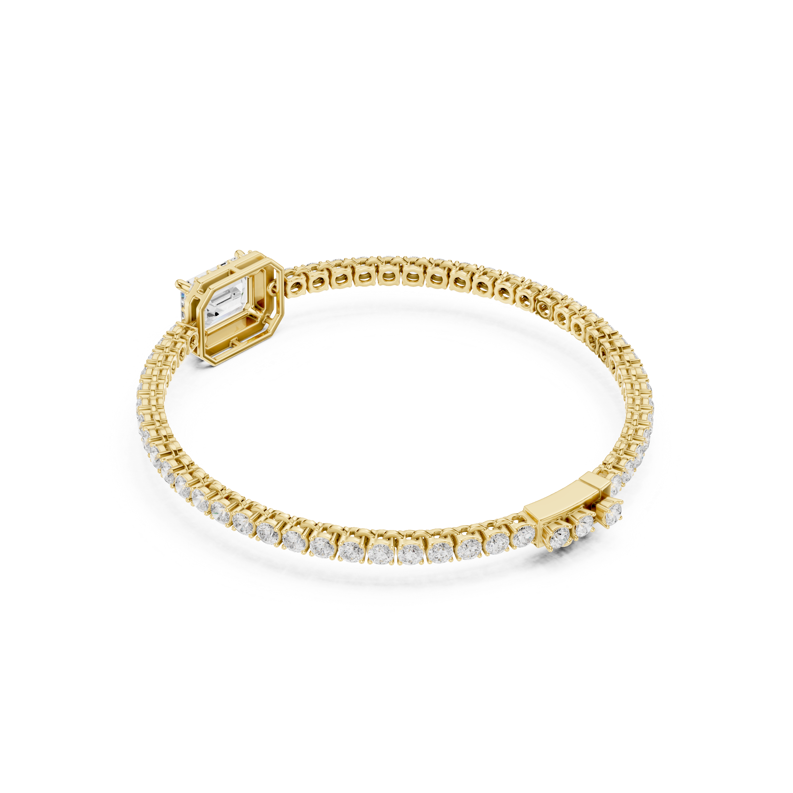 Round Emerald 6.19 Carat Lab Grown Diamond Bracelet