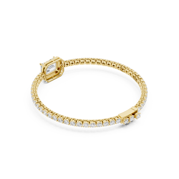 Round Emerald 6.19 Carat Lab Grown Diamond Bracelet