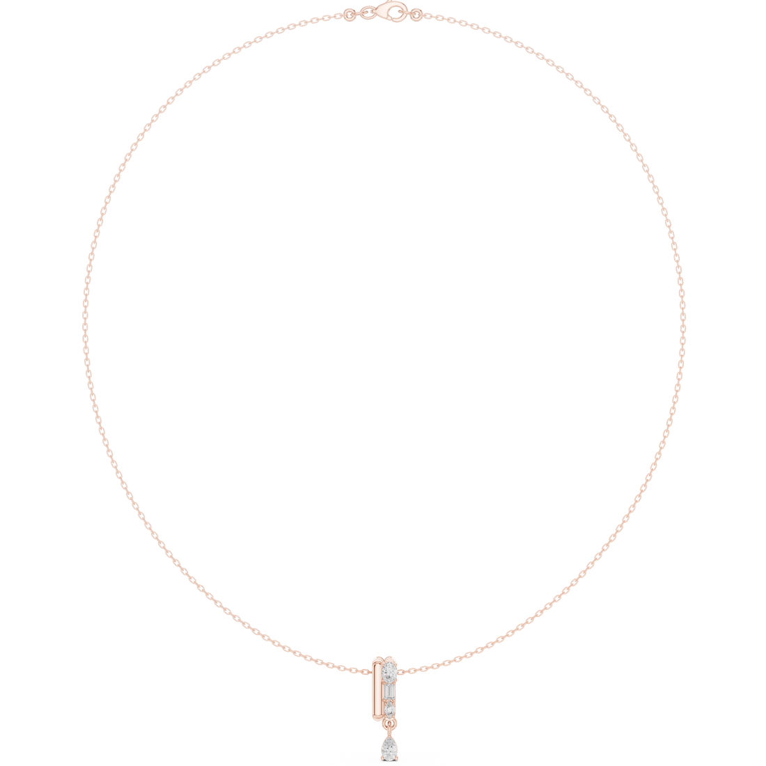 Oval Marquise Baguette Lab Grown Necklace