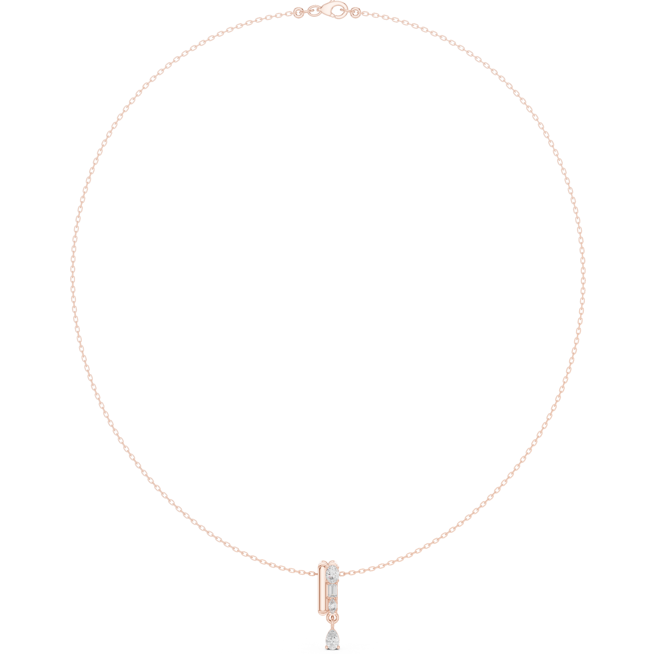 Oval Marquise Baguette Lab Grown Necklace