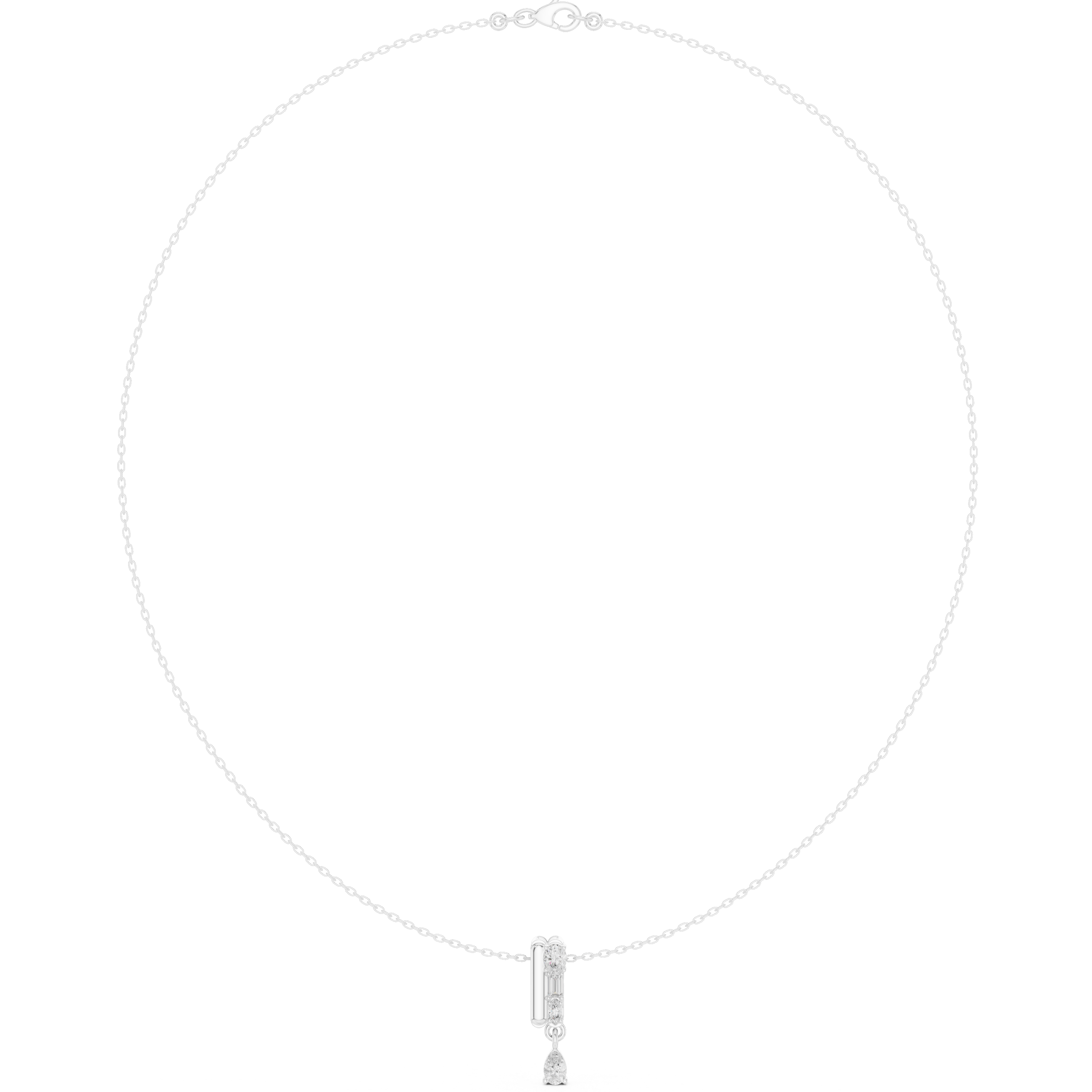 Oval Marquise Baguette Lab Grown Necklace
