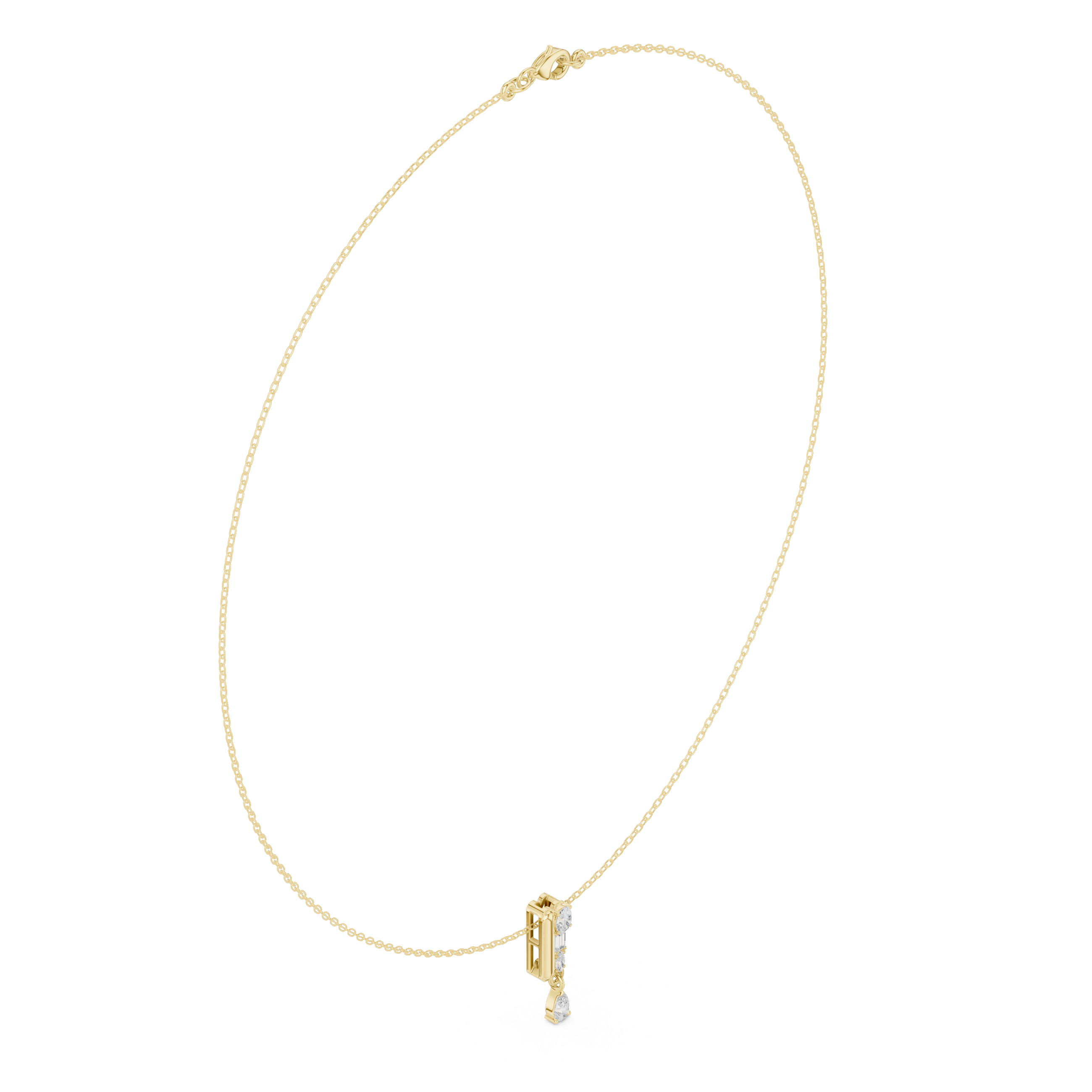 Oval Marquise Baguette Lab Grown Necklace