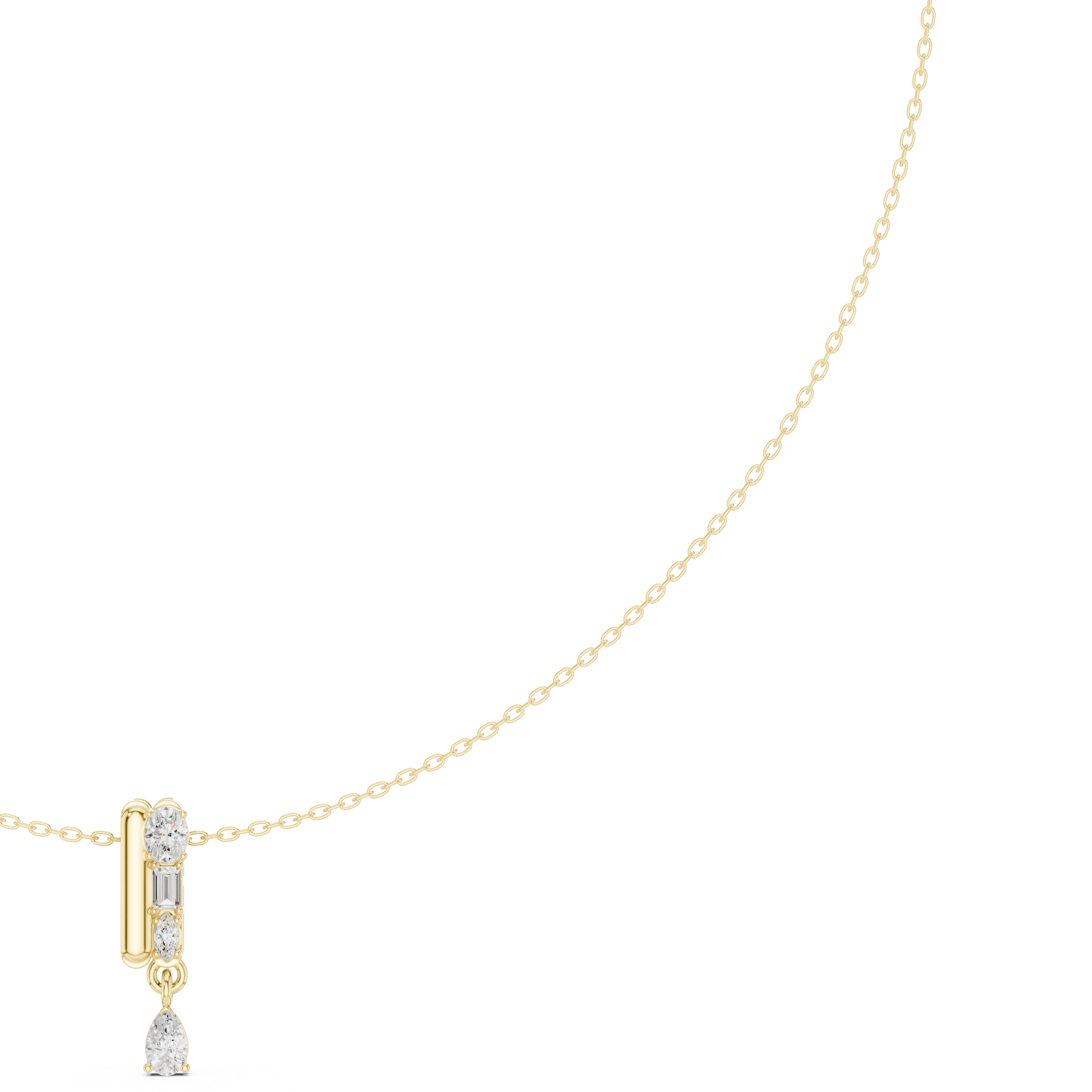Oval Marquise Baguette Lab Grown Necklace