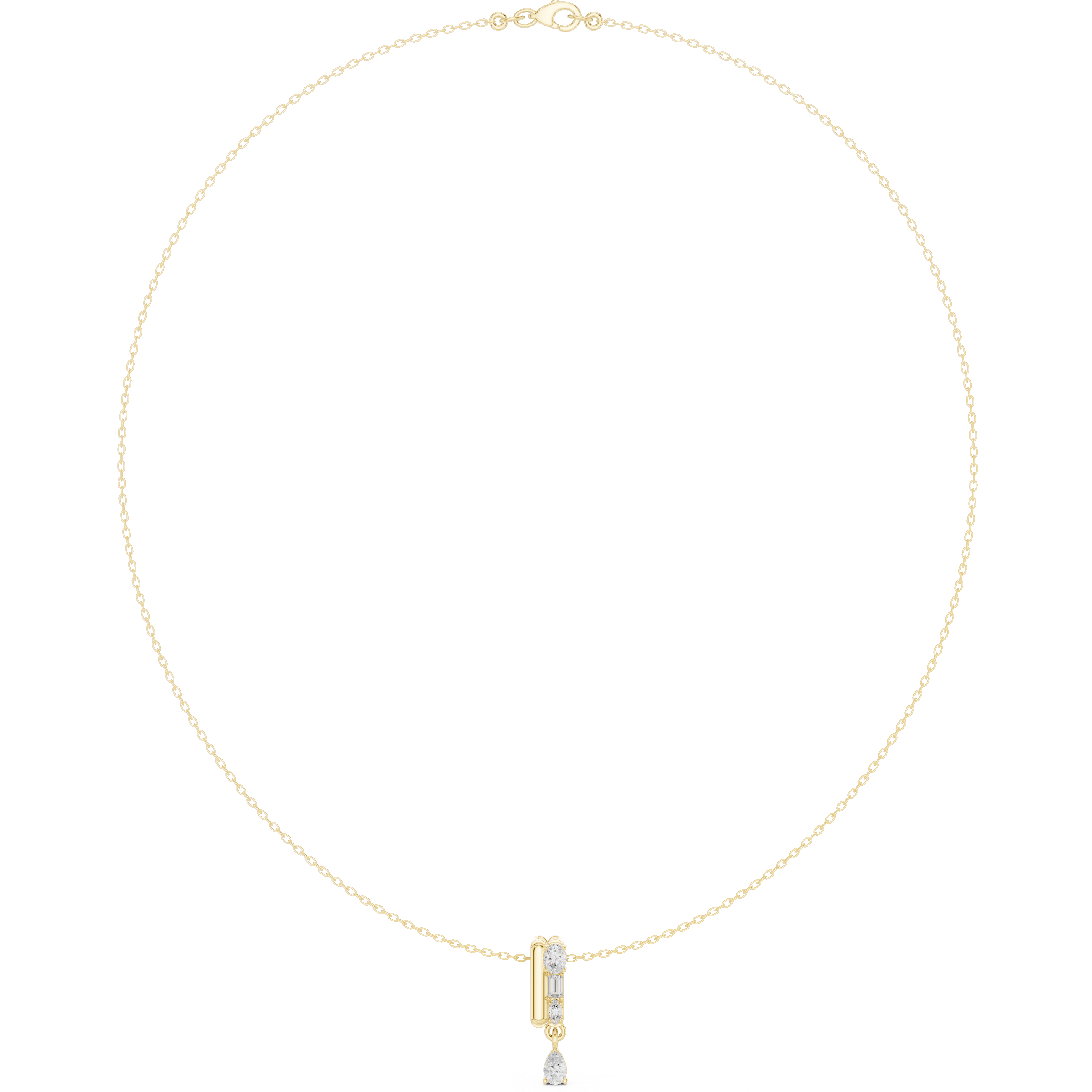 Oval Marquise Baguette Lab Grown Necklace