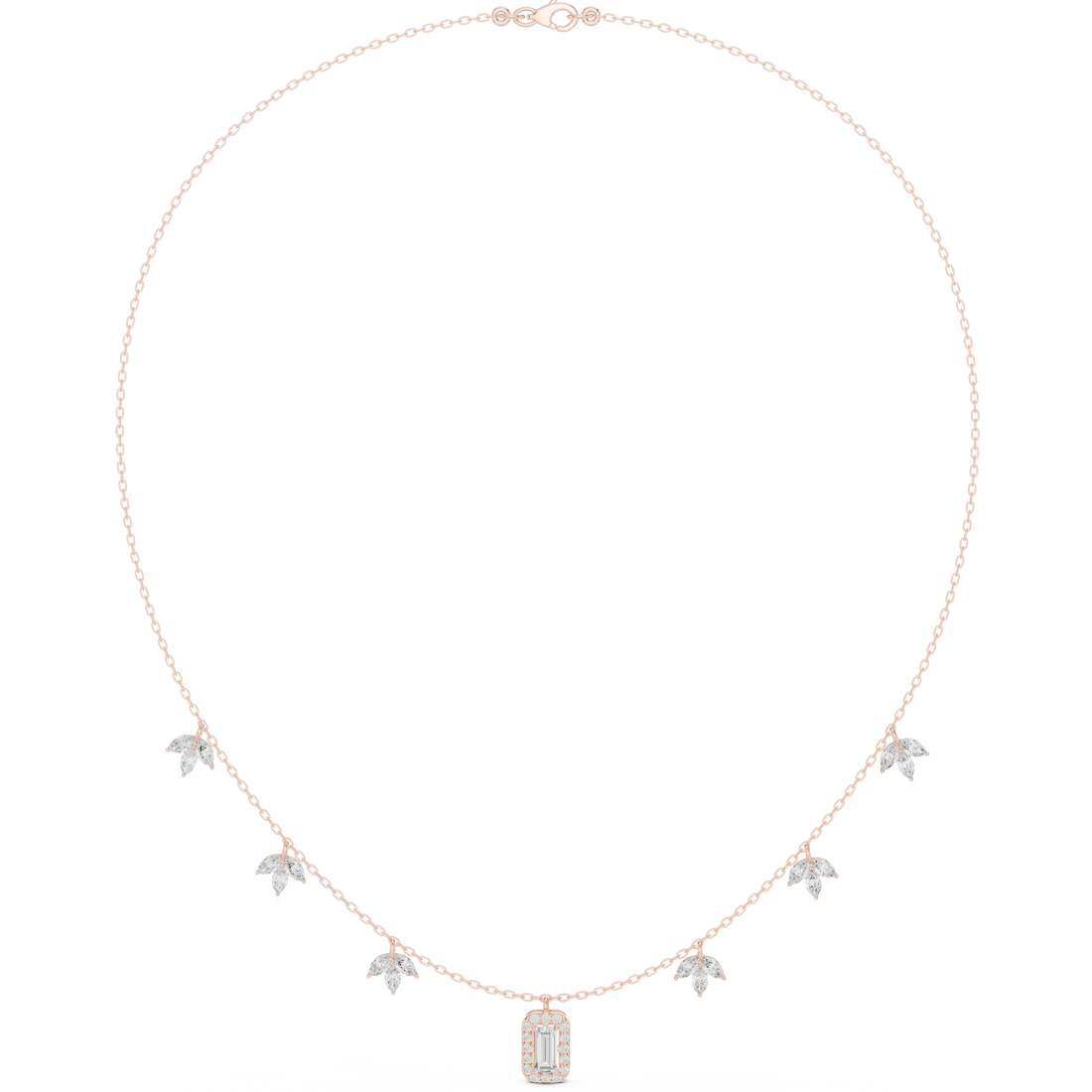 Marquise Circular Baguette Lab Grown Necklace