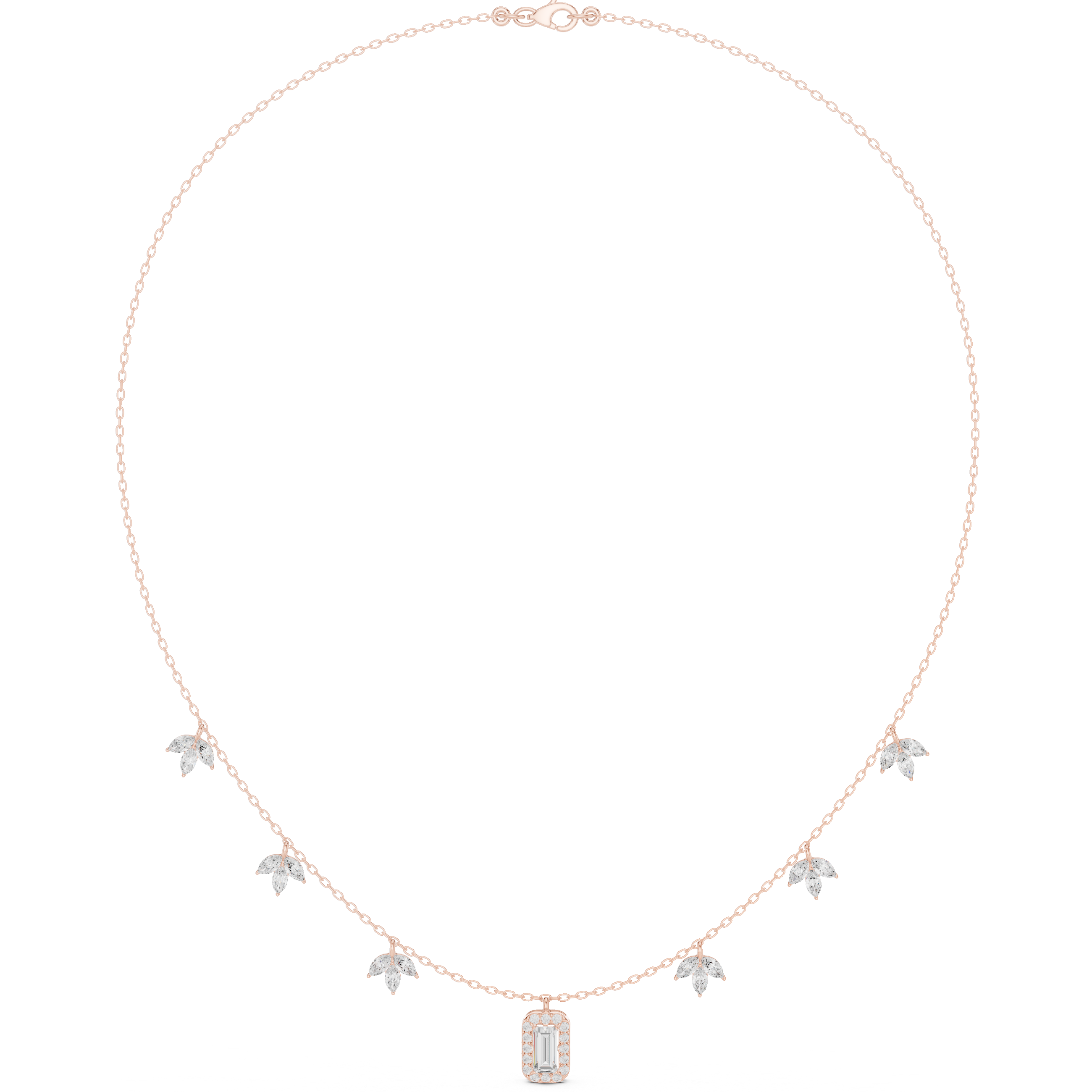 Marquise Circular Baguette Lab Grown Necklace