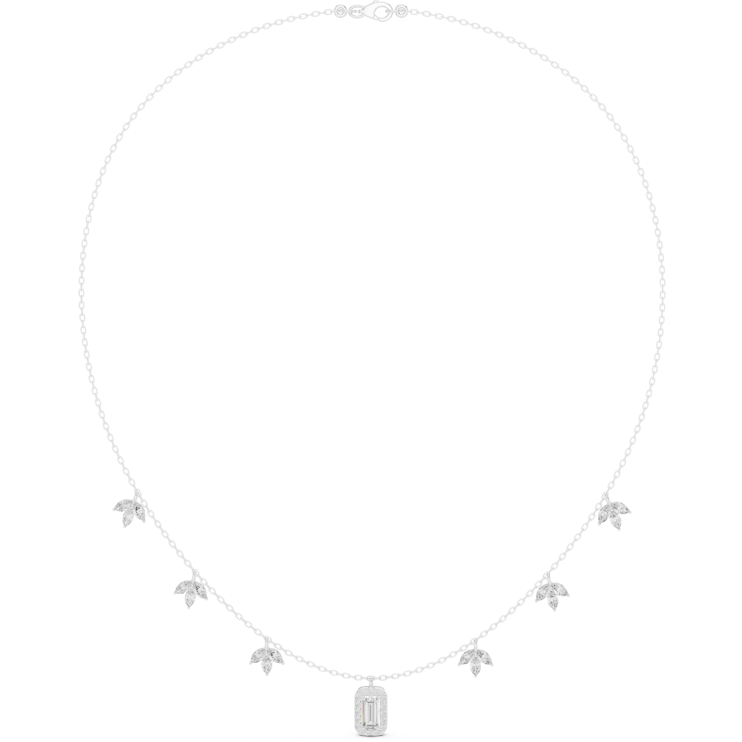 Marquise Circular Baguette Lab Grown Necklace