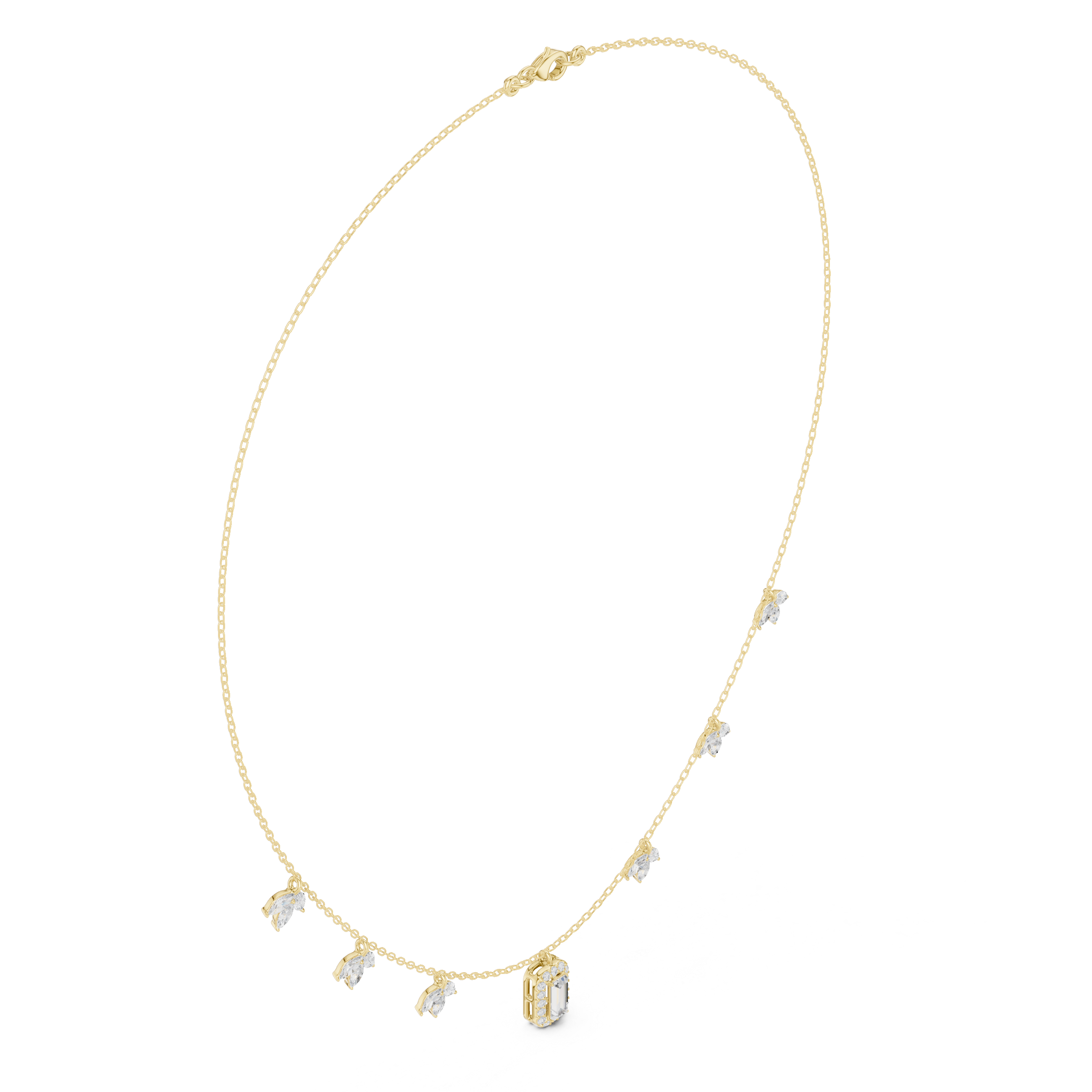 Marquise Circular Baguette Lab Grown Necklace